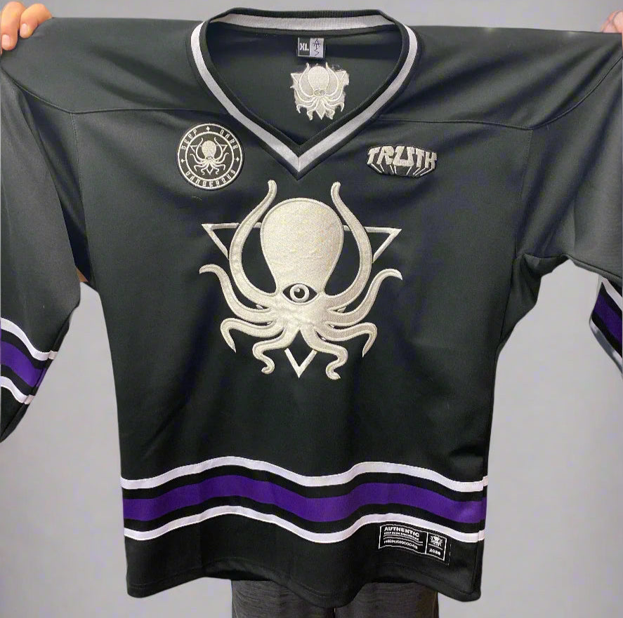 DDD Hockey Jersey (v1) - Black and Purple - SLIM FIT