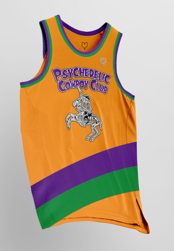 Psychedelic Cowboy Club Basketball Jersey (Orange)